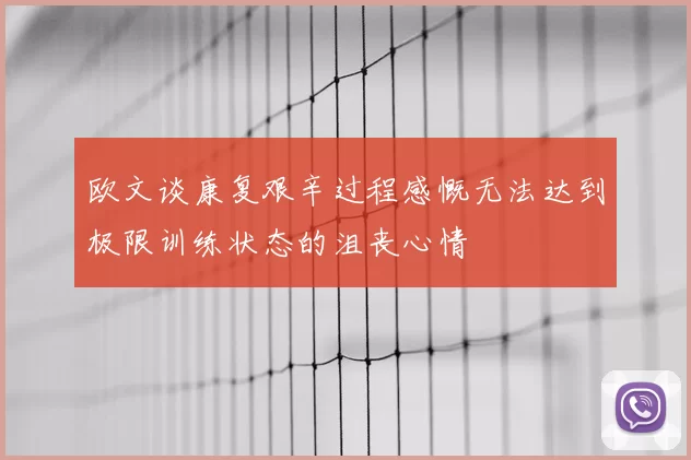欧文谈康复艰辛过程感慨无法达到极限训练状态的沮丧心情